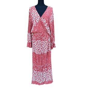 First Love by Lovelyn Maxi Dress Red Cream Floral Boho Cottagecore Feminine